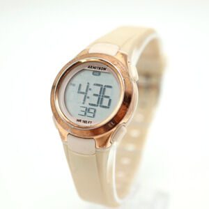 Armitron Womens Digital Sport Watch 27mm White Beige Gold Tone w New Battery